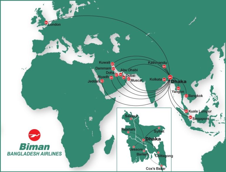 Bangladeshi Airline Route Map 2021 2024