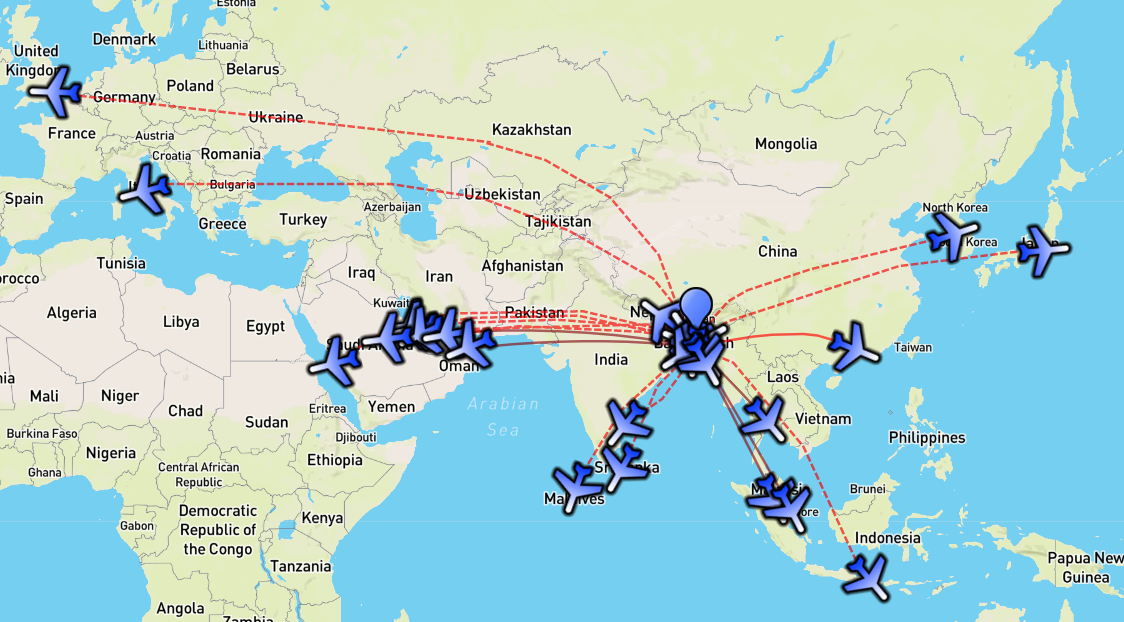 Us Bangla Airline International Route Map