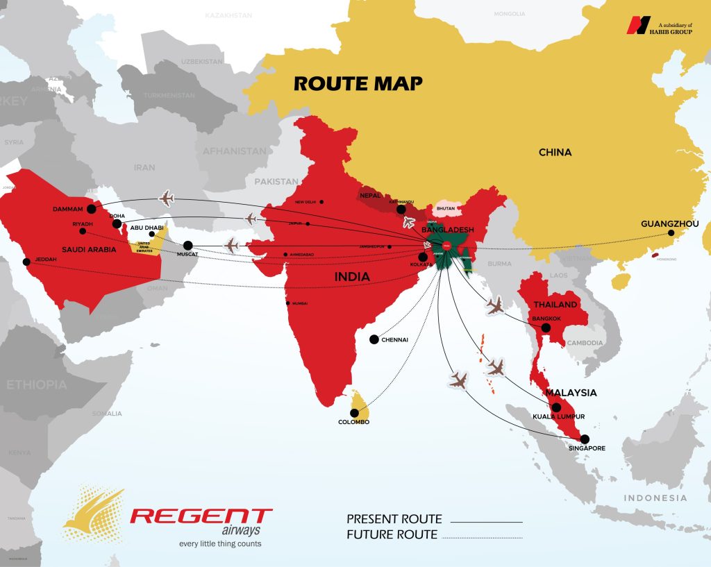 Regent Airways Route Map